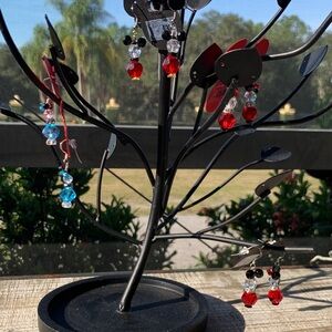 Swarovski Blue and Black Crystal Earrings